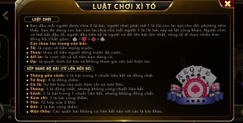 Giới thiệu tổng quan về luật chơi Xì Tố cơ bản
