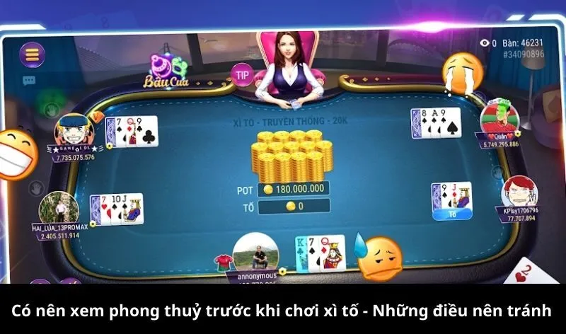 Những yếu tố phong thủy được xem trước khi chơi xì tố